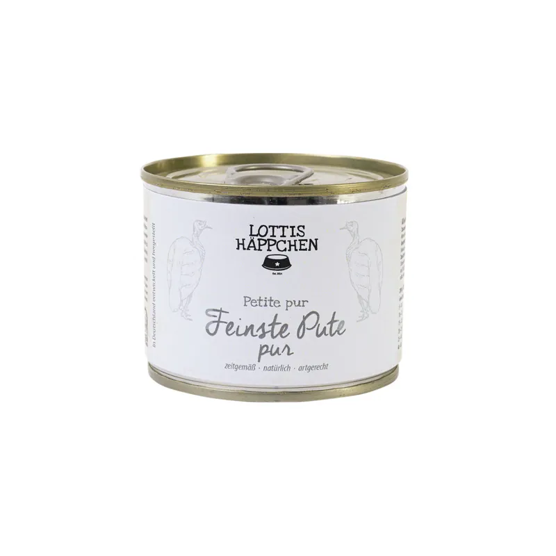 Schneller Versand Sparpaket 24 x 200 g Lottis Häppchen Petite pur Feinste Pute pur Hunde Nassfutter